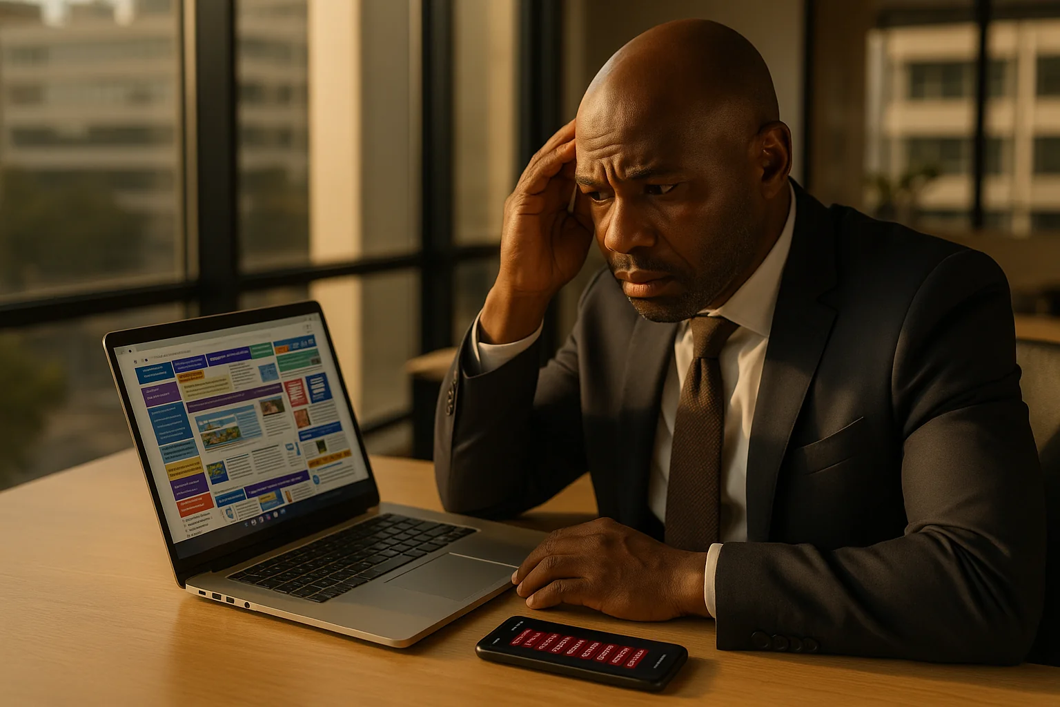 Why Your Website Is Costing You Clients — business owner with missed calls and underperforming site